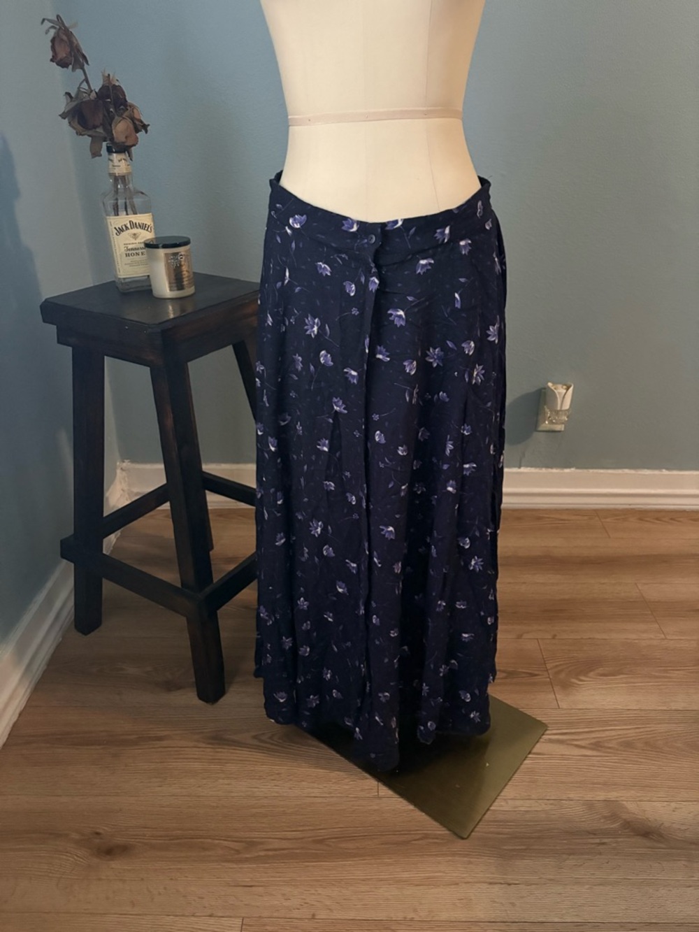 Navy Floral Maxi Skirt